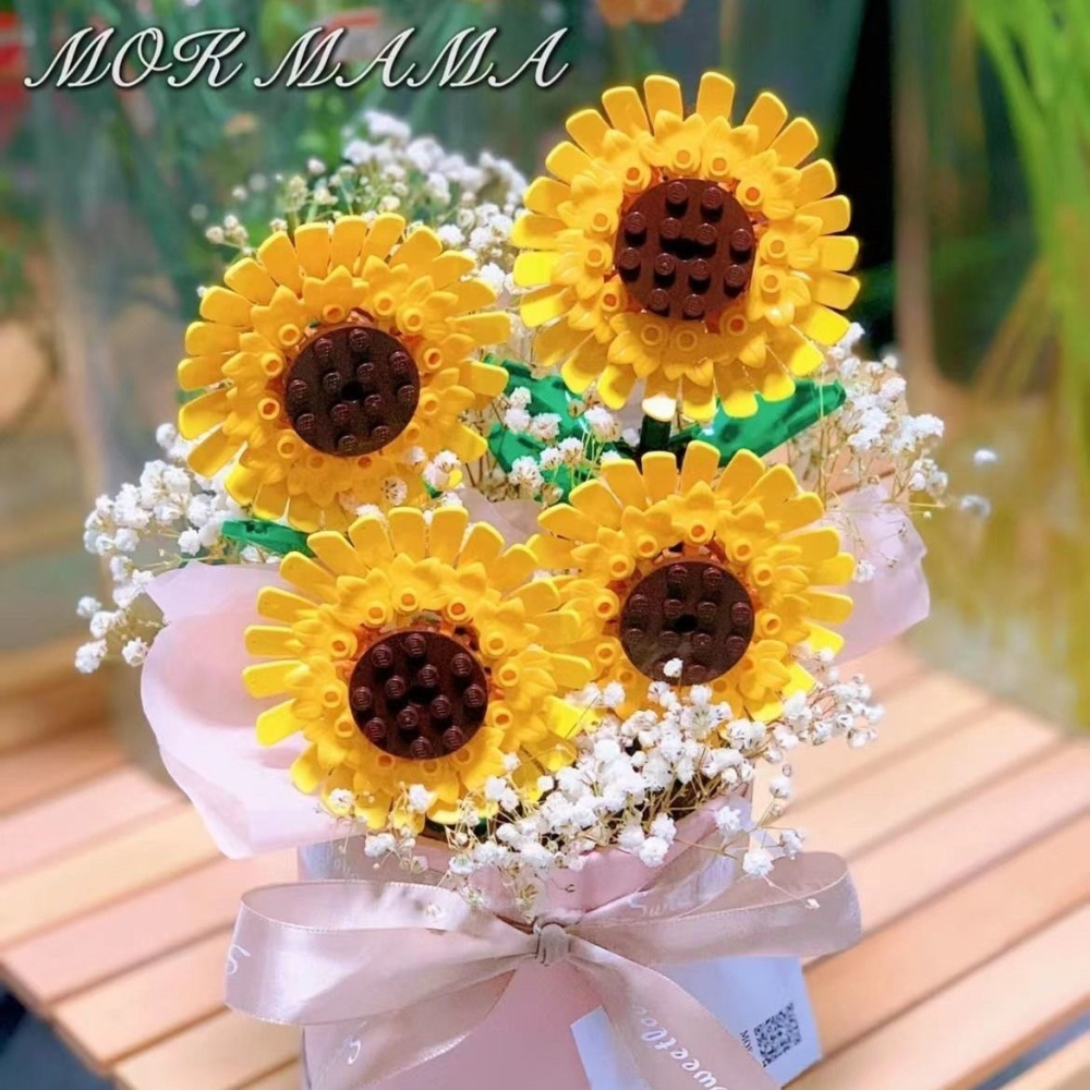 永恆的積木向日葵/向日葵花束/積木花束/可與樂高相容/情人節禮物/求婚花束/教師節花束/生日禮物/女孩愛的告白/永恆-細節圖5