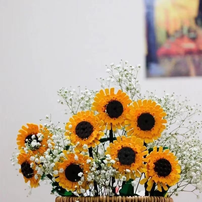 永恆的積木向日葵/向日葵花束/積木花束/可與樂高相容/情人節禮物/求婚花束/教師節花束/生日禮物/女孩愛的告白/永恆-細節圖6