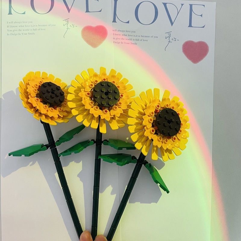 永恆的積木向日葵/向日葵花束/積木花束/可與樂高相容/情人節禮物/求婚花束/教師節花束/生日禮物/女孩愛的告白/永恆-規格圖11
