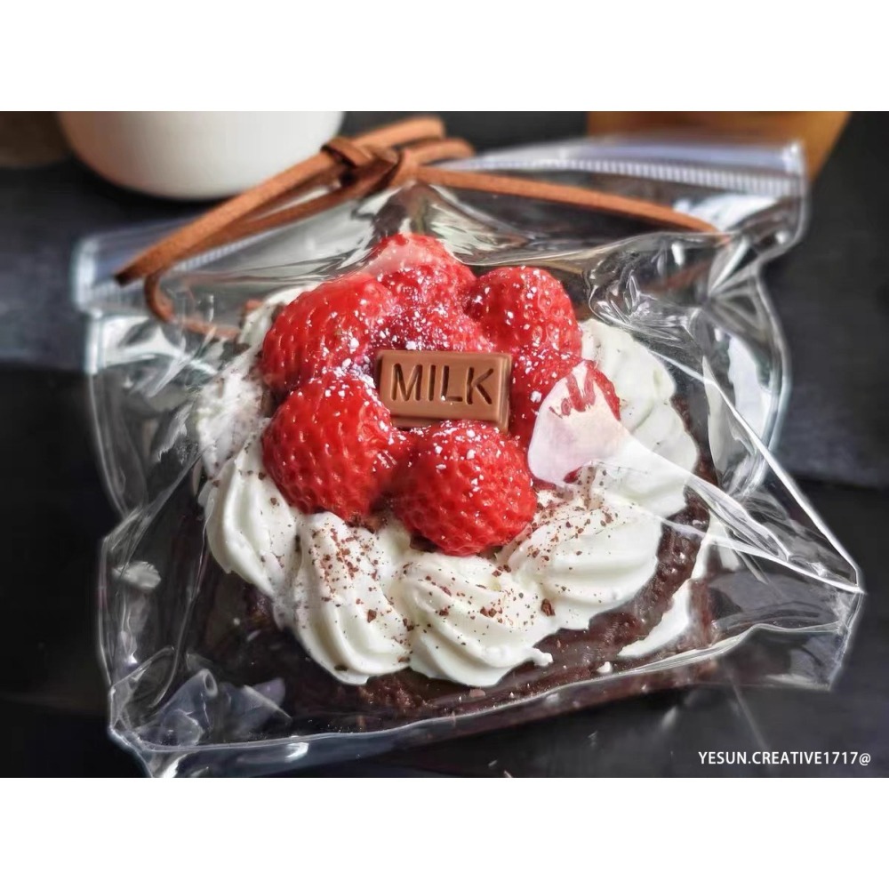 手工製作草莓奶油巧克力蛋糕捏捏/創意設計/手工製作/療癒紓壓/柔軟奶油泥感/解壓紓壓神器/仿真甜點捏捏/超軟泥手感-細節圖7