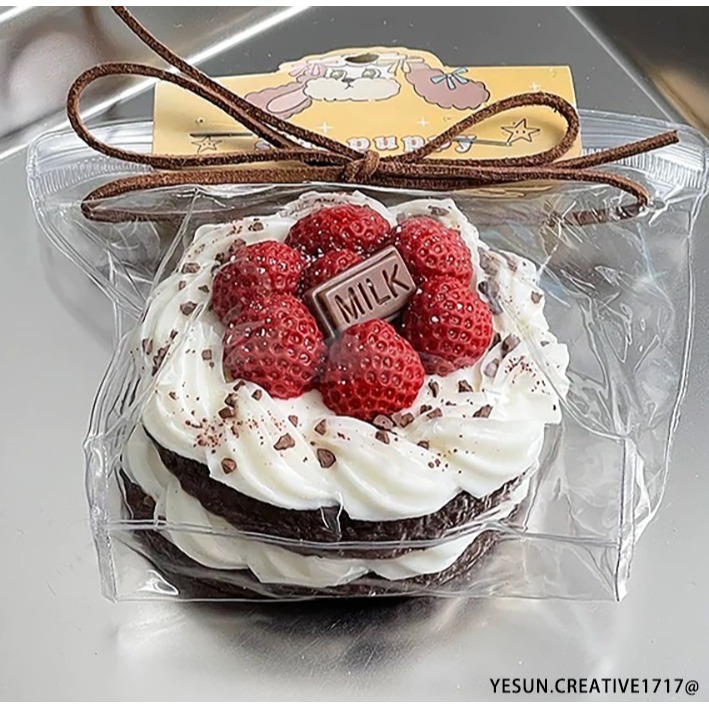 手工製作草莓奶油巧克力蛋糕捏捏/創意設計/手工製作/療癒紓壓/柔軟奶油泥感/解壓紓壓神器/仿真甜點捏捏/超軟泥手感-細節圖8