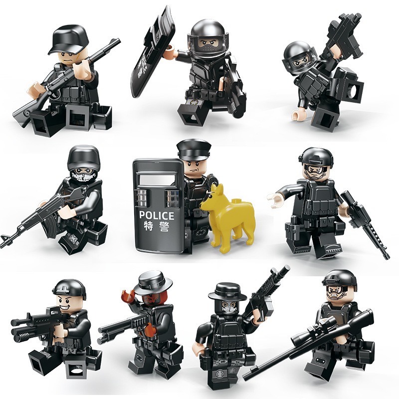 軍事特警部隊53件組/各種積木零件/戰士必備/武裝軍事積木配件必備/軍事戰鬥/軍事積木配件必備/武裝配件/特警公仔組合-規格圖7
