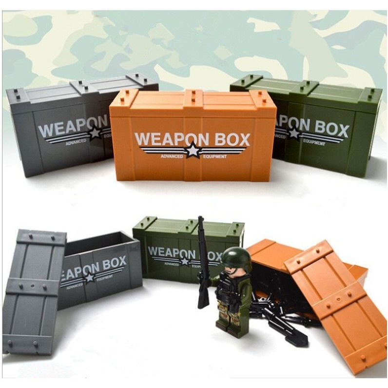 軍事裝備武器箱積木零件/可裝武器/裝備箱/精緻印刷武器箱/戰士必備/可與樂高組在一起/積木武器配件/軍用積木配件-細節圖2