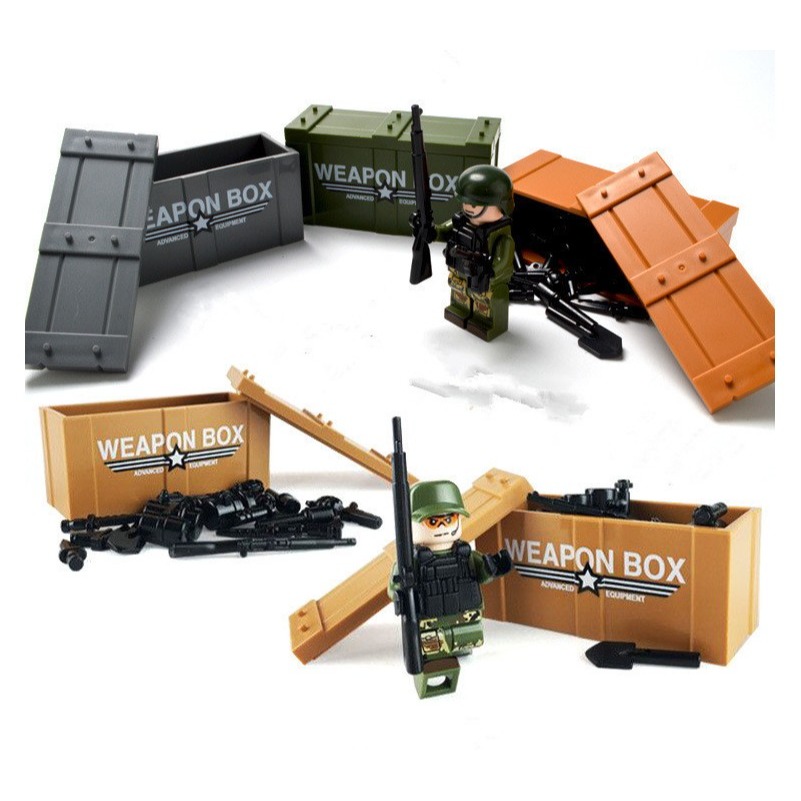 軍事裝備武器箱積木零件/可裝武器/裝備箱/精緻印刷武器箱/戰士必備/可與樂高組在一起/積木武器配件/軍用積木配件-細節圖3