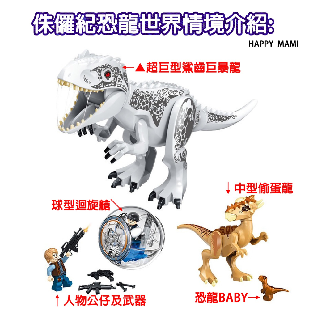 超巨型積木恐龍系列/巨型霸王龍/球型迴旋艙/巨型重爪脊龍/王者積木巨獸系列/多款巨型恐龍/兼容樂高小顆粒積木/積木配件-細節圖4