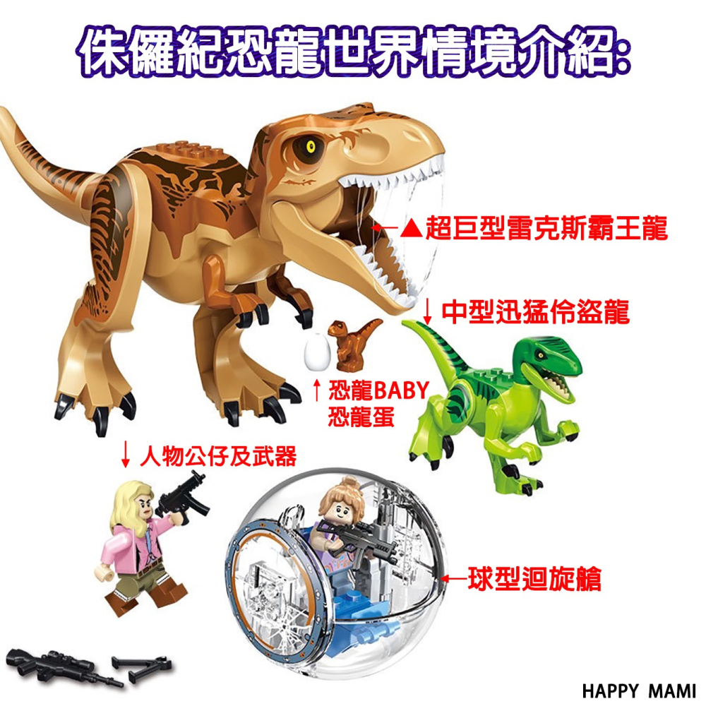 超巨型積木恐龍系列/巨型霸王龍/球型迴旋艙/巨型重爪脊龍/王者積木巨獸系列/多款巨型恐龍/兼容樂高小顆粒積木/積木配件-細節圖6