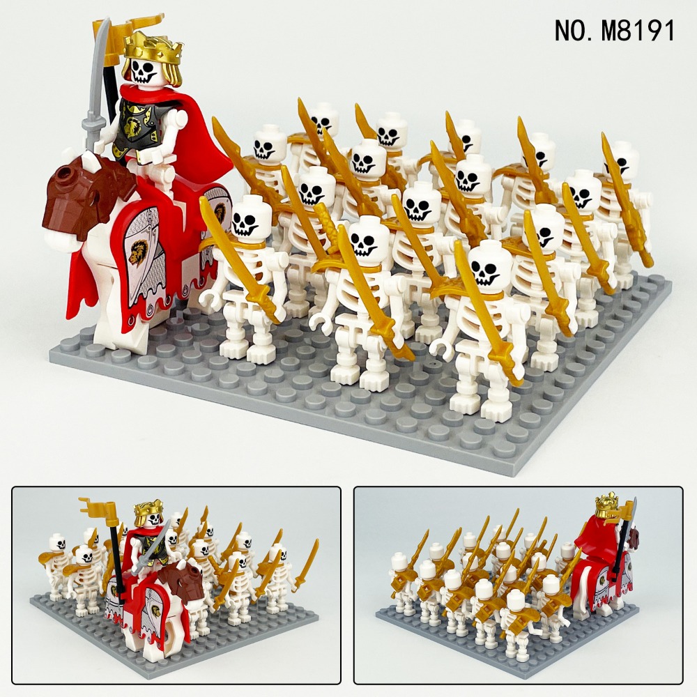 中古世紀骷髏國王骷髏騎士兵團76件組/戰袍白馬騎士/中古城堡系列/骷髏兵團與骷髏戰馬/積木配件武器配件/中古士兵戰馬組-規格圖8
