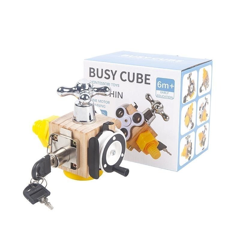 📍現貨📍寶寶玩具 兒童早教蒙氏忙碌塊 蒙特梭利六合一親子互動益玩具 木製玩具-細節圖4