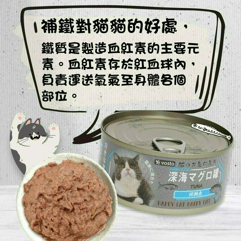 【喵玩國】vosto 鮮肉補鐵罐 170g 深海罐 貓罐頭 副食罐 補水罐 貓餐盒 貓食 鮪魚罐 貓零食-細節圖2