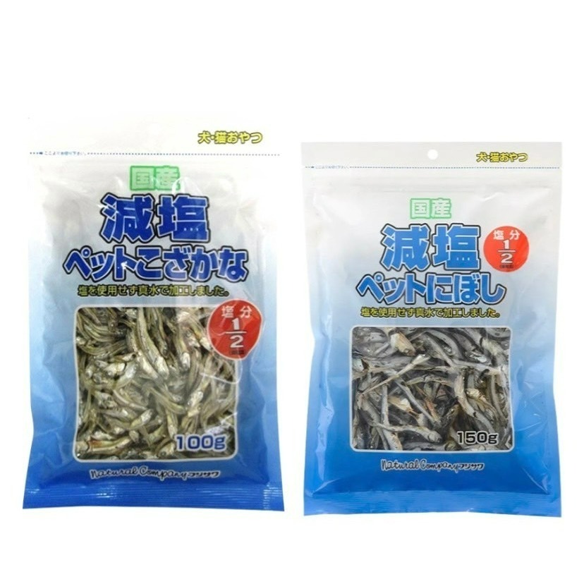 【喵玩國】日本 藤澤 減鹽1/2 小魚乾100g / 沙丁魚乾150g 貓零食 犬 貓 零食 藤沢 天然減鹽-細節圖2