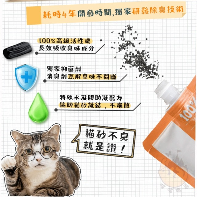 【喵玩國】ParkCat 貓樂園 去味好喵招 貓砂用 100%活性碳 消臭砂 抑菌 抗敏 強化凝結 SGS雙除臭認證-細節圖4