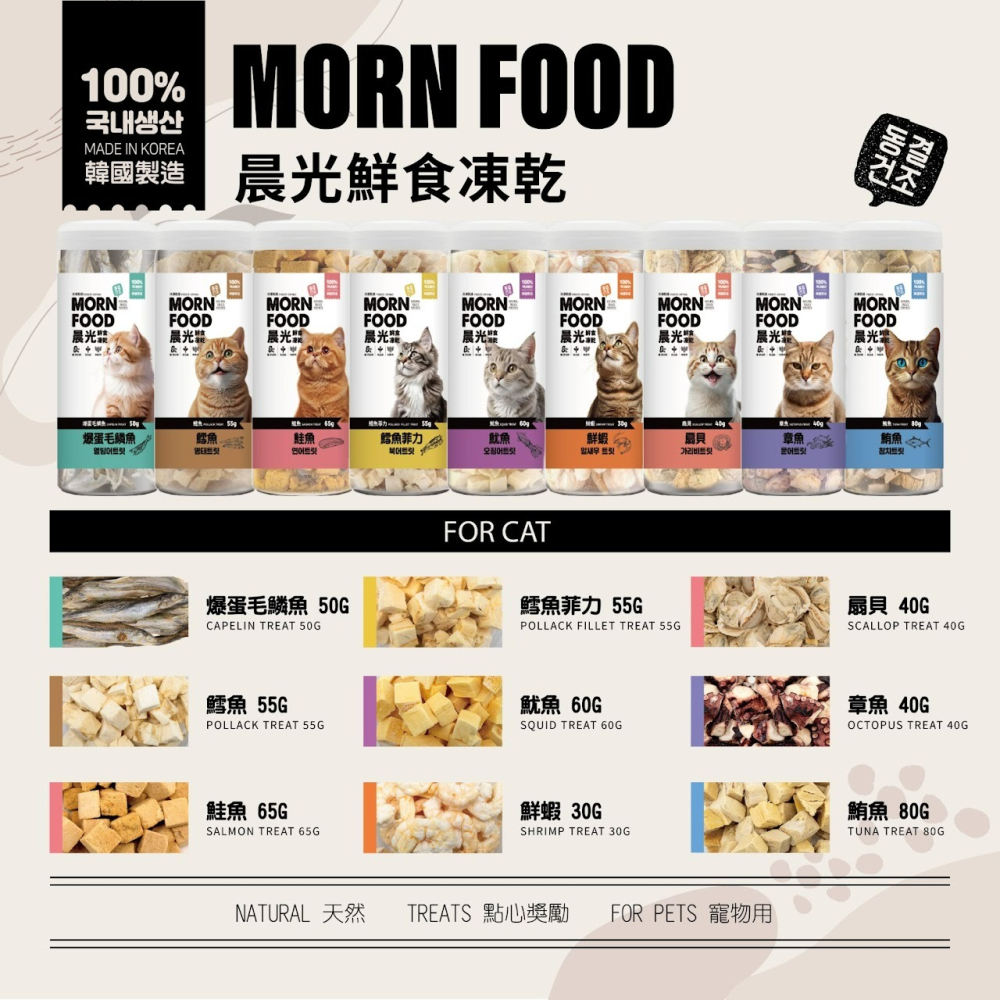 【喵玩國】MORN FOOD 晨光 鮮食凍乾 罐裝凍乾 貓凍乾 凍乾零食 貓點心 貓咪凍乾-細節圖4