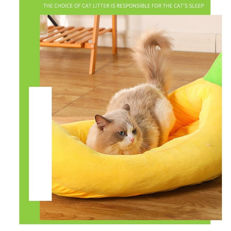 【喵玩國】香蕉窩 貓窩 寵物保暖墊 寵物睡墊 寵物窩 貓床 狗狗床墊 創意香蕉造型 香蕉睡窩-細節圖7