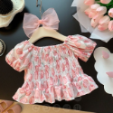 女童夏季甜美套裝 2023新款洋氣套裝 兒童娃娃衫短袖百搭休閒褲兩件套潮-規格圖9