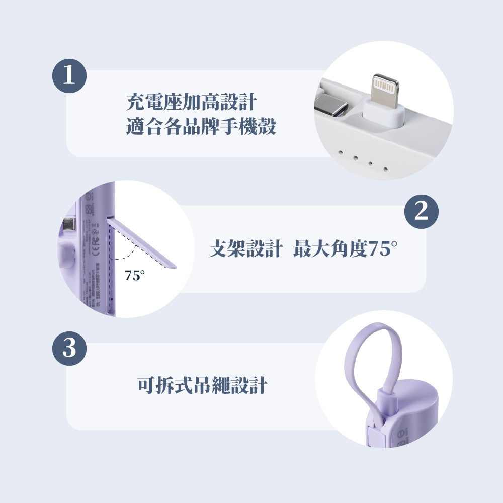 WEIBO CUTIE放口袋行動電源 5000mAh 行動電源自帶線 小體積行動電源 口袋行動電源-細節圖2