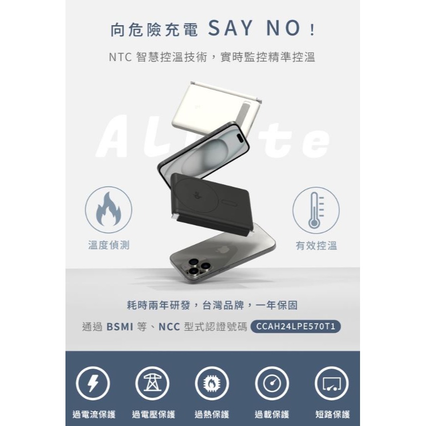 Allite WP1 全能充輕薄磁吸 Qi2行動電源 超薄磁吸 行充 5000mAh 磁吸快充-細節圖7