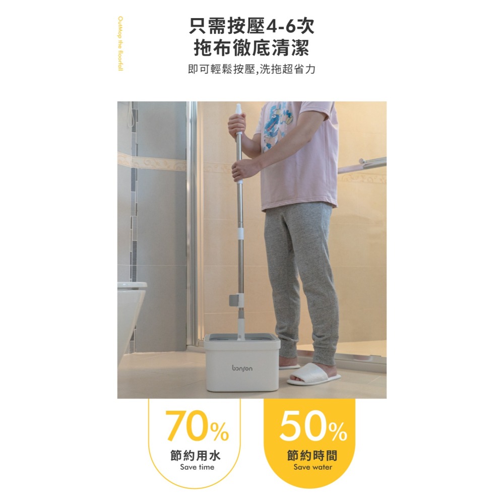 Bonson 淨汙分離超神拖把二代 淨汙分離免手洗 懶人拖 免洗拖把 旋轉拖把-細節圖7