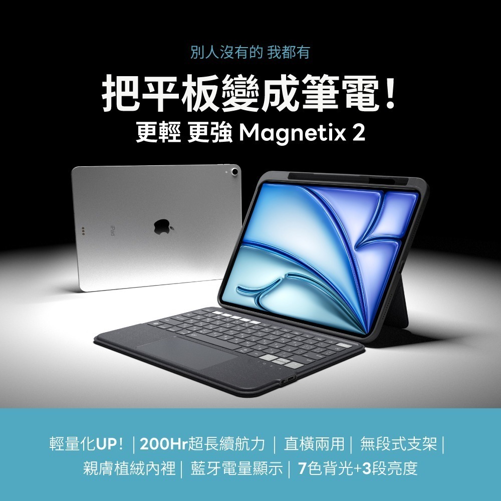 eiP Magnetix 2 磁吸可拆式藍牙鍵盤 iPad鍵盤 外接鍵盤 觸控板-細節圖2