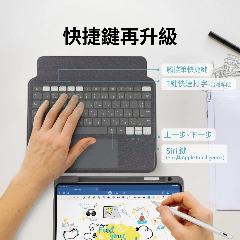 eiP Magnetix 2 磁吸可拆式藍牙鍵盤 iPad鍵盤 外接鍵盤 觸控板-細節圖3