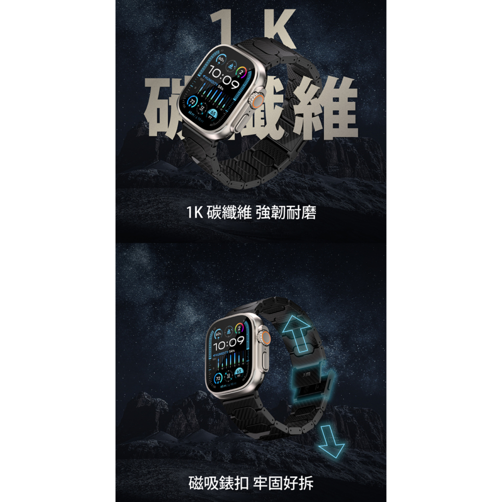 Just Mobile 1K 碳纖維磁扣式錶帶 Apple Watch 錶帶 9 8 7 6 5 SE 蘋果 手錶-細節圖3