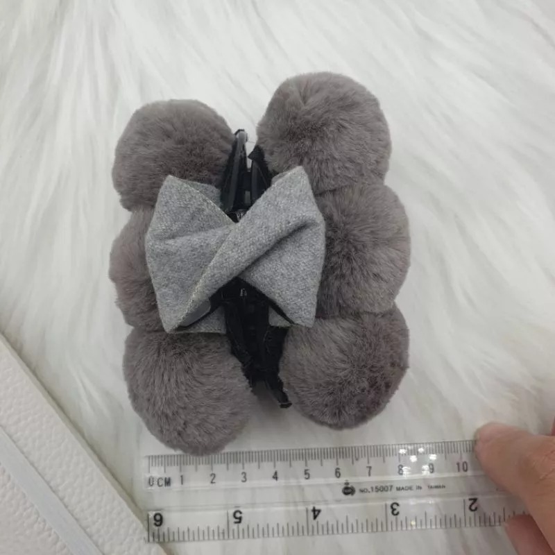 超可愛毛球抓夾 少女風韓版蝴蝶結純色鯊魚夾-細節圖7