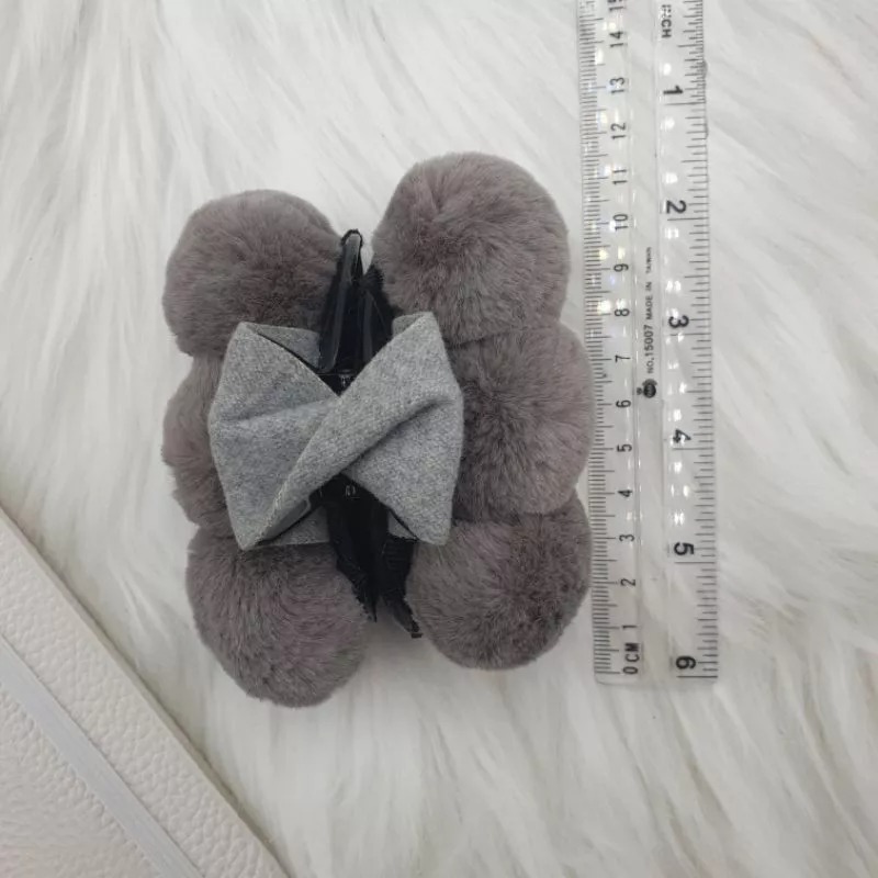 超可愛毛球抓夾 少女風韓版蝴蝶結純色鯊魚夾-細節圖8