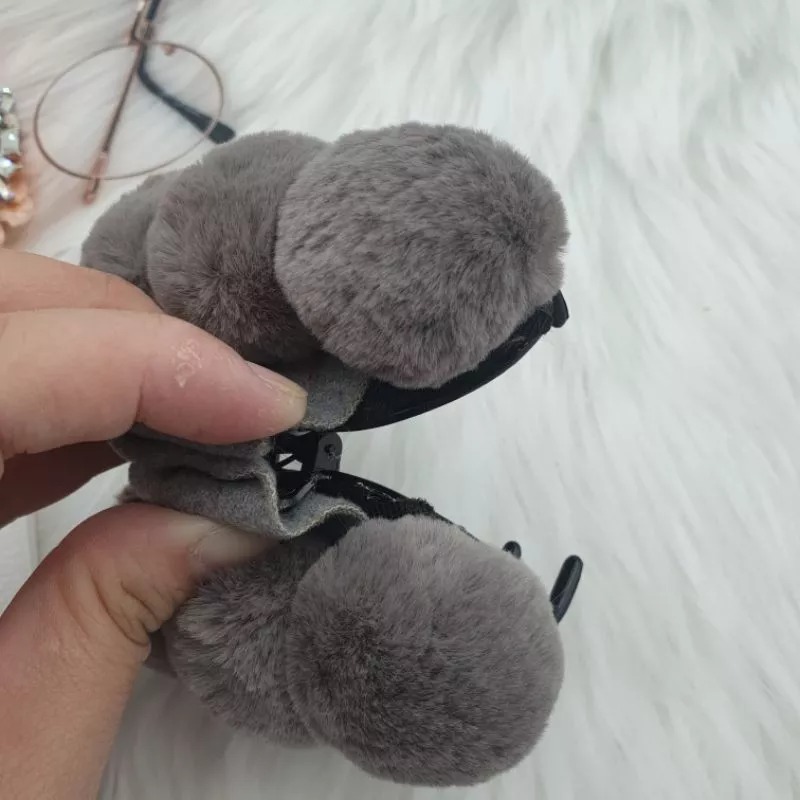 超可愛毛球抓夾 少女風韓版蝴蝶結純色鯊魚夾-細節圖9