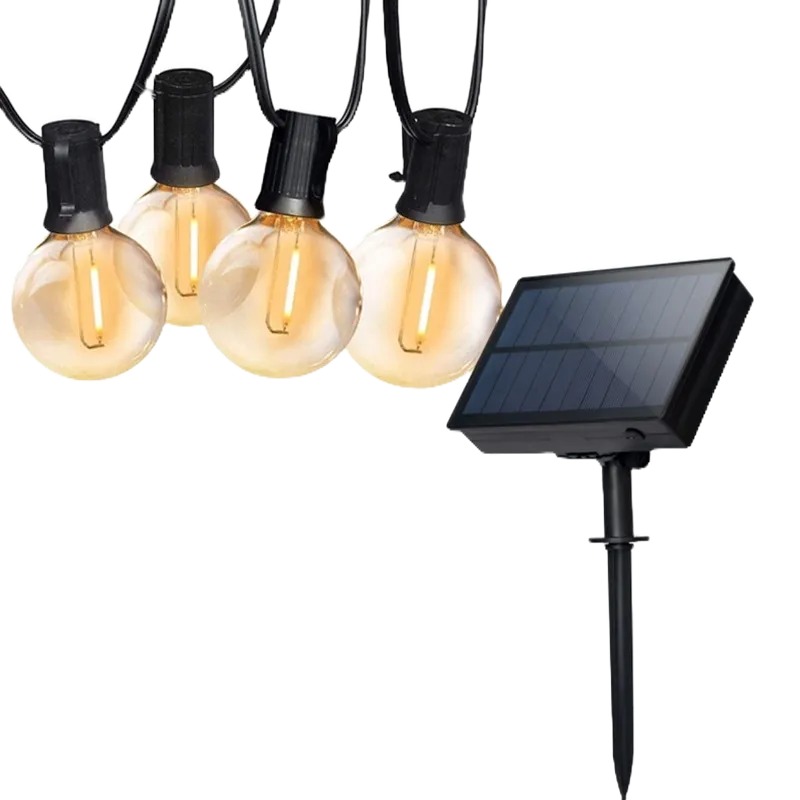 『台灣24H出貨』太陽能LED燈串 裝飾燈 G40燈串 露營燈串 防水燈串免插電戶外防水 仿傳統鎢絲 愛迪生燈泡 燈條-細節圖2