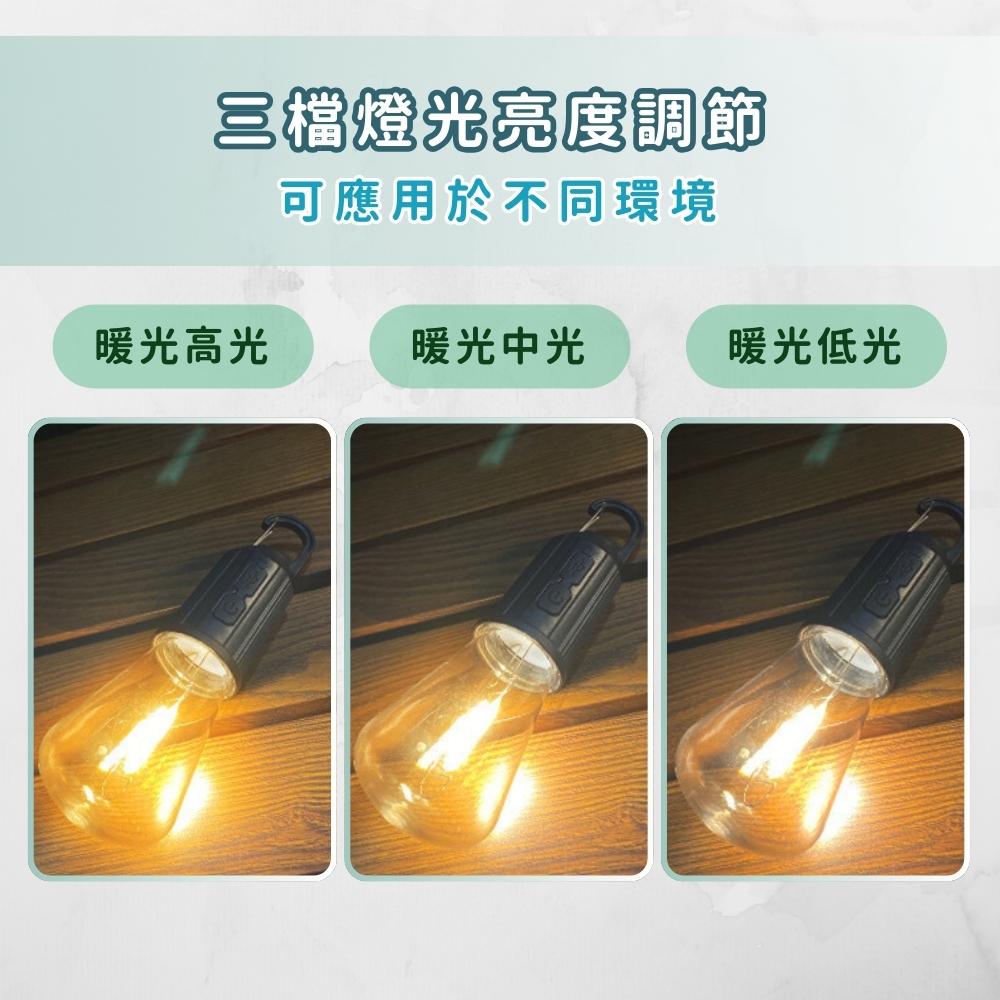 『台灣24H出貨』充電球泡燈 露營LED燈泡 戶外燈絲燈 充電燈泡 暖光氣氛燈泡 夜市擺攤燈泡 氛圍燈 戶外帳篷燈野營燈-細節圖4