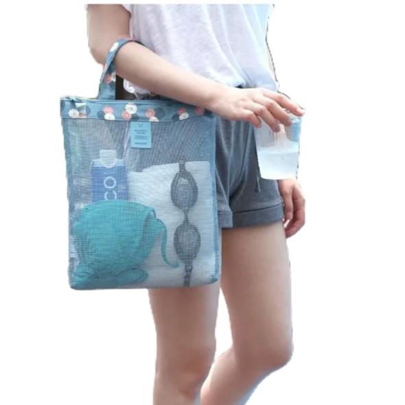 『台灣24H出貨』沙灘包 網狀透氣包 隨身包包 筆電包包 出遊包包 洗漱包 鞋包 海邊遊玩包 透氣包 收納包 網狀包-細節圖2