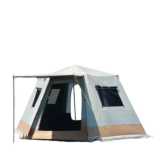 4-6人全自動防暴雨雙層黑膠帳篷 免搭建防雨防寒露營帳篷 加厚不銹鋼帳桿 黑膠全自動液壓雙層自動帳篷液壓帳篷防雨帳篷-細節圖2