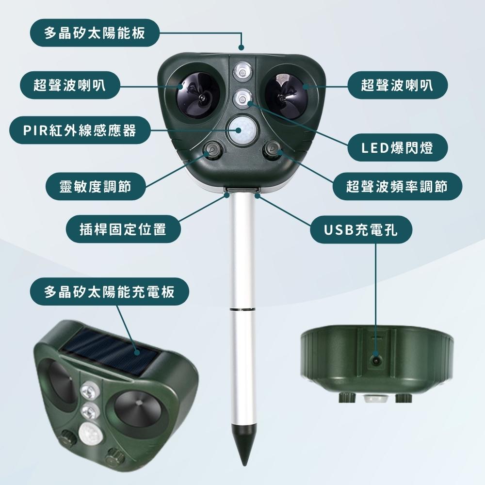 『台灣24H出貨』太陽能超聲波動物驅趕器 驅鼠器 驅狗器 驅蛇 驅貓 驅鳥 驅蛇器 戶外超聲波驅鼠器 超聲波驅狗器 驅貓-細節圖5