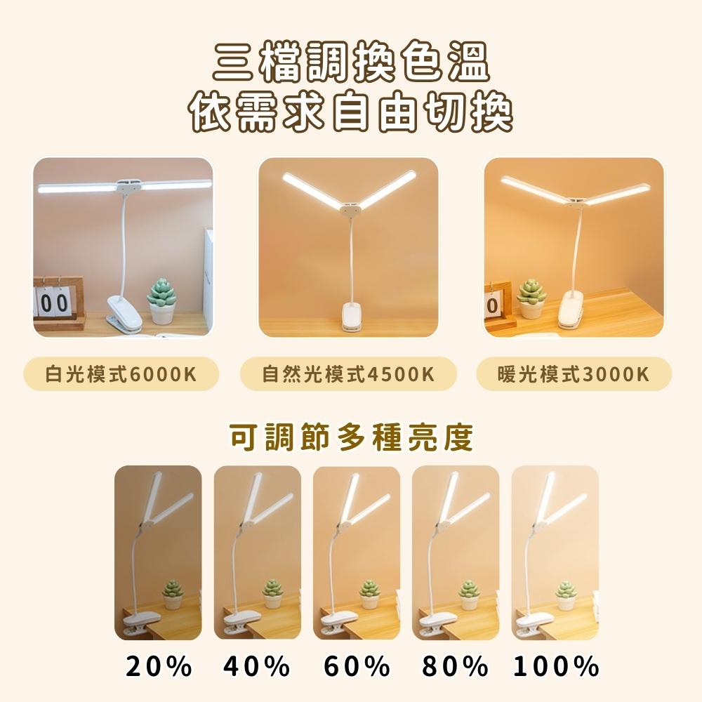 『台灣24H出貨』雙頭護眼夾燈 護眼檯燈書桌燈可夾式床頭燈 防藍光台燈臥室燈 床頭燈 LED夾子檯燈 學習用檯燈 小夜燈-細節圖4