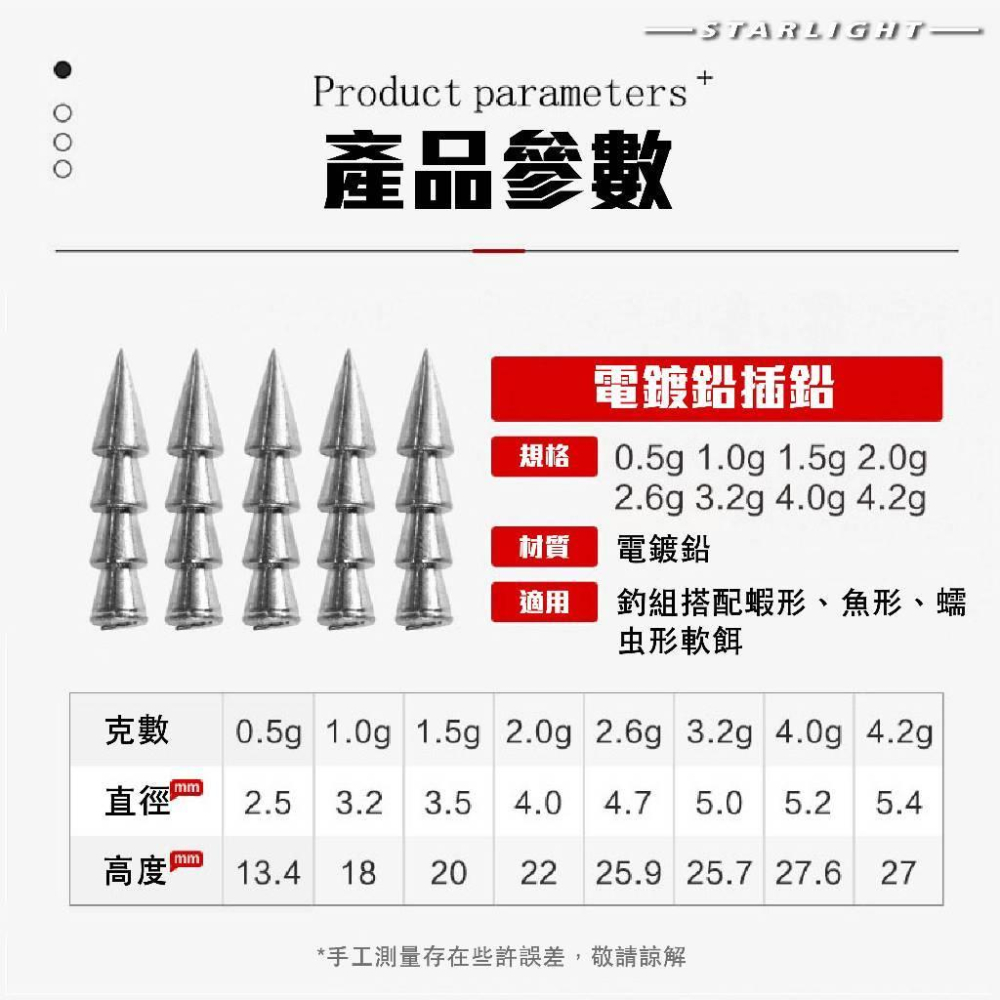 【星光釣具】電鍍插鉛 插鉛 (小散裝) 路亞插鉛 釣魚配件 配件 路亞零件 釣魚 路亞 軟蟲插鉛 路亞配重-細節圖6