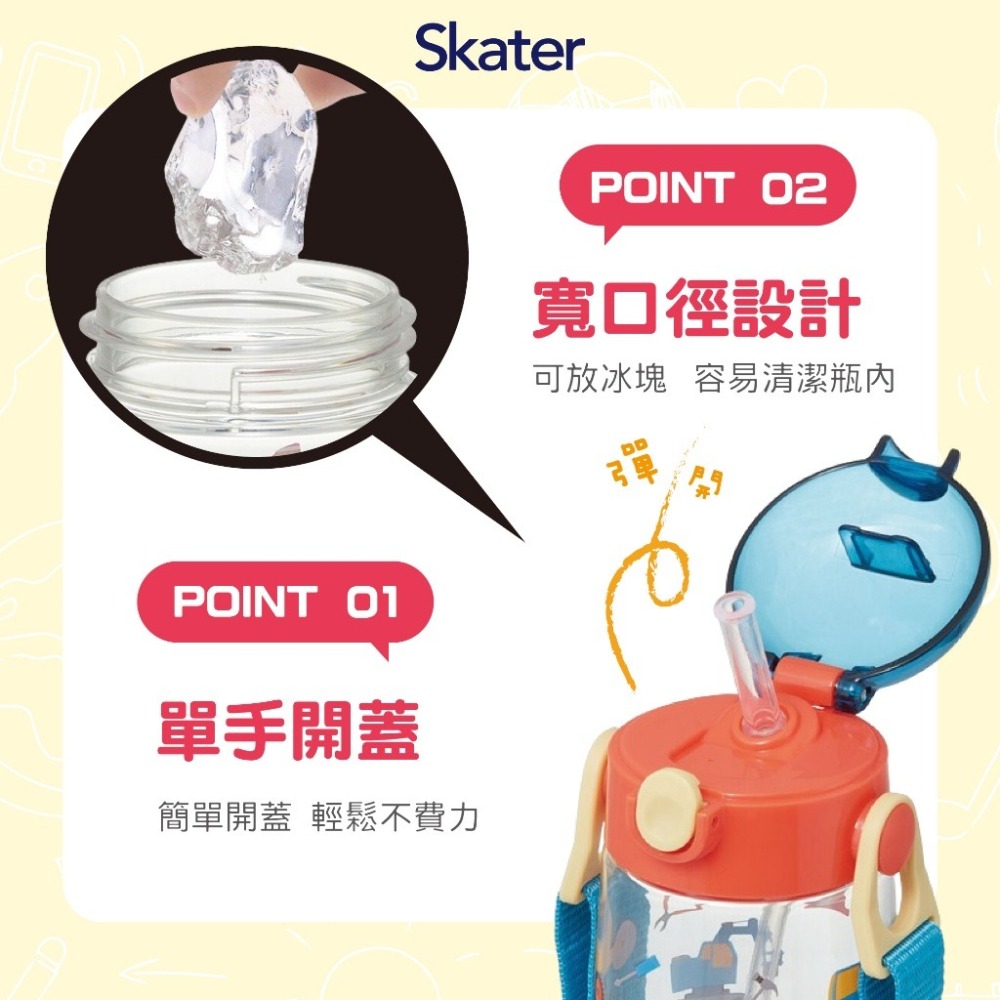 日本Skater 吸管水壺 pdsh5 兒童水壺 480ml-細節圖5