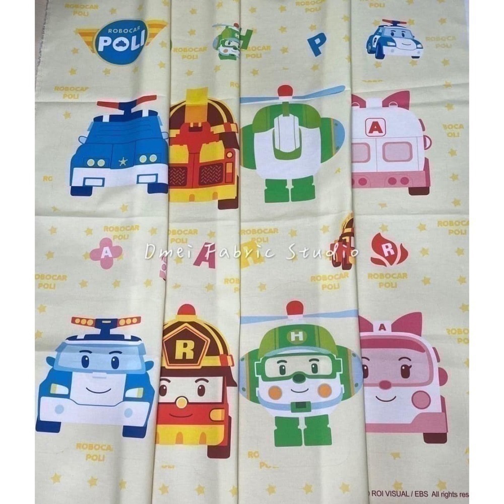 🔥一份含全部圖案🔥韓國布 純棉布 Poli波力 定位布 抱枕 娃娃材料 毯子 被子 安寶 赫利 羅伊 版權布 萬-細節圖2