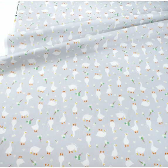 🌸現貨🌸日本布 純棉布 碎花鵝鵝 牛津棉 口金包 吊帶褲布料 手作 材料 DIY-細節圖3