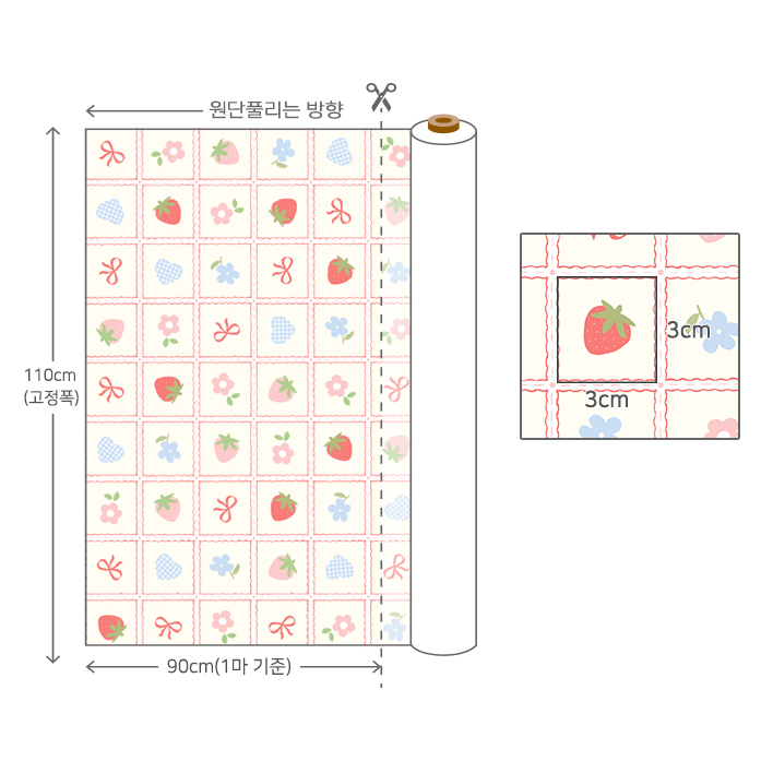 🌸現貨🌸韓國布 純棉布 布料 莓好日記 Berry Diary 草莓 蝴蝶結 格紋 手作 材料 DIY-細節圖2