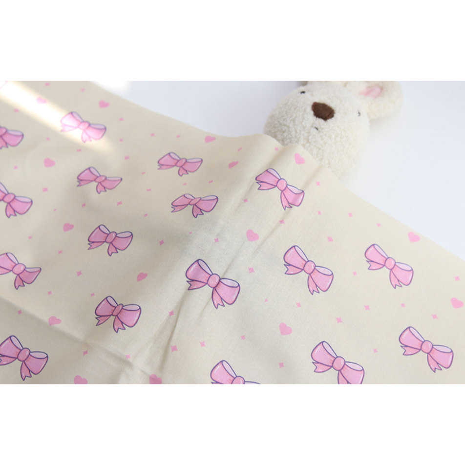 🌸現貨🌸韓國布 純棉布 布料 愛心蝴蝶結2色 手作 材料 DIY-細節圖3