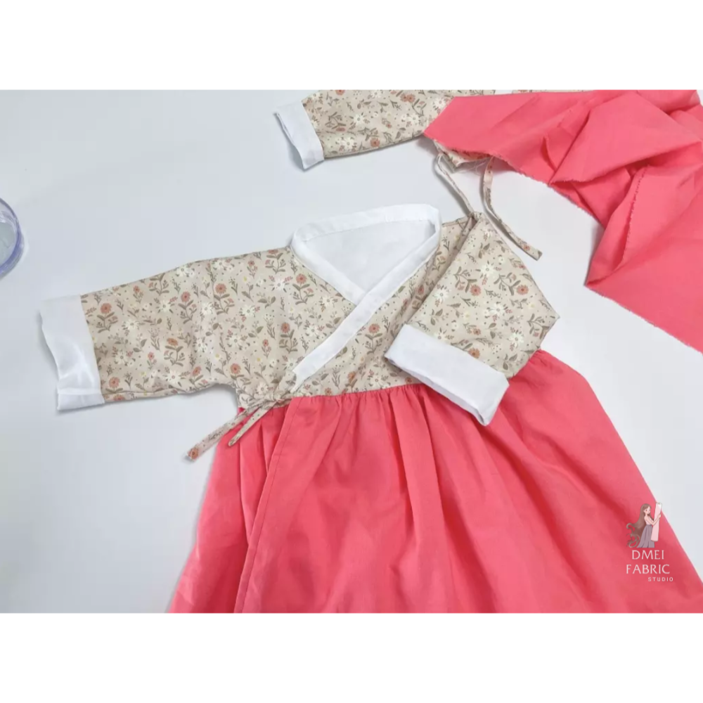 🌸現貨🌸韓國布 『古典雛菊』 純棉布 DTP 棉布 碎花布 印花布 彌月禮盒 女寶洋裝 縫紉手作材料 360度花兜布-細節圖5