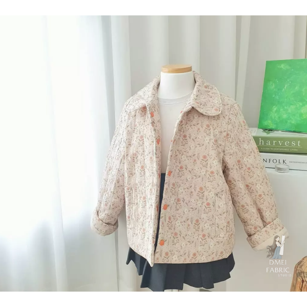 🌸現貨🌸韓國布 『古典雛菊』 純棉布 DTP 棉布 碎花布 印花布 彌月禮盒 女寶洋裝 縫紉手作材料 360度花兜布-細節圖6