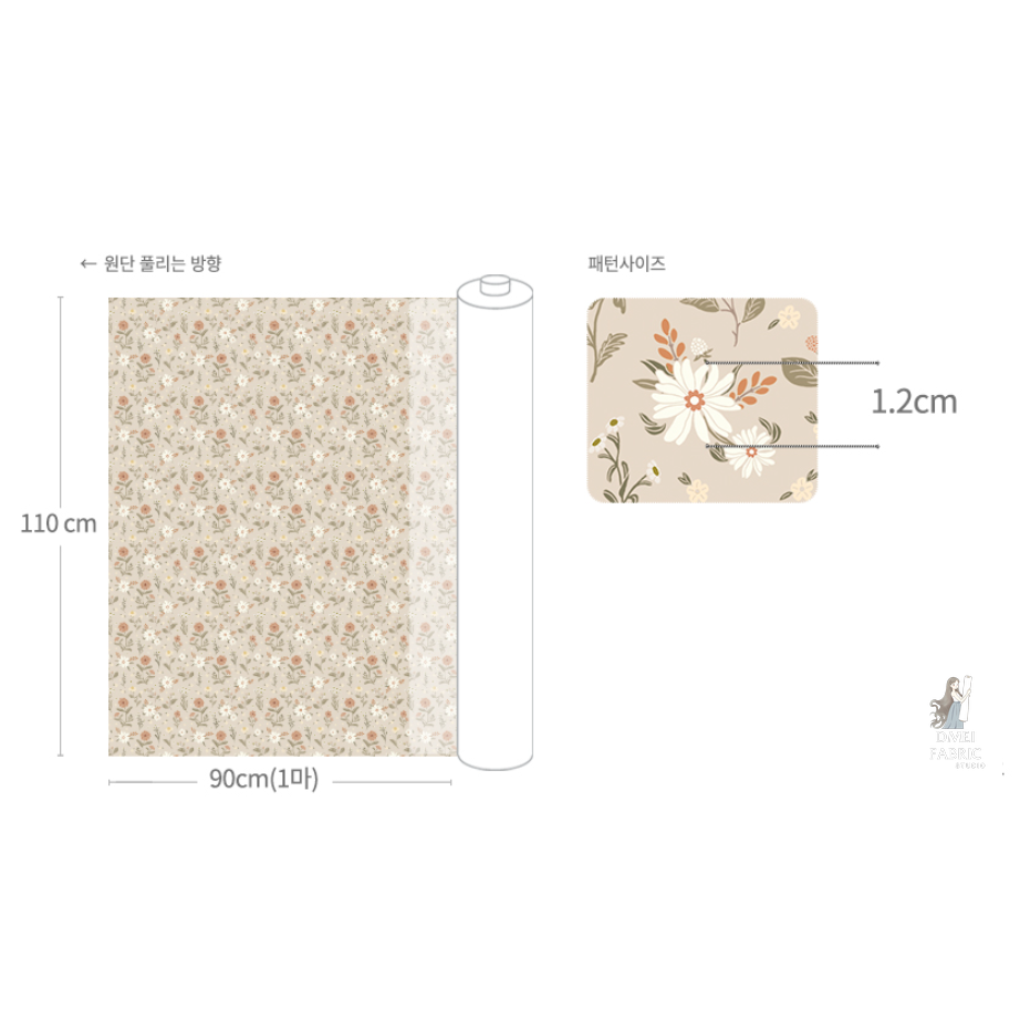 🌸現貨🌸韓國布 『古典雛菊』 純棉布 DTP 棉布 碎花布 印花布 彌月禮盒 女寶洋裝 縫紉手作材料 360度花兜布-細節圖8