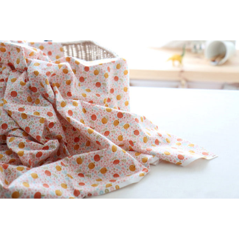 🌸現貨🌸韓國布 『橘子香氣』 20支棉 小橘子 桔子 夏季 棉布 碎花布 印花布 洋裝布料 韓國直送-細節圖2