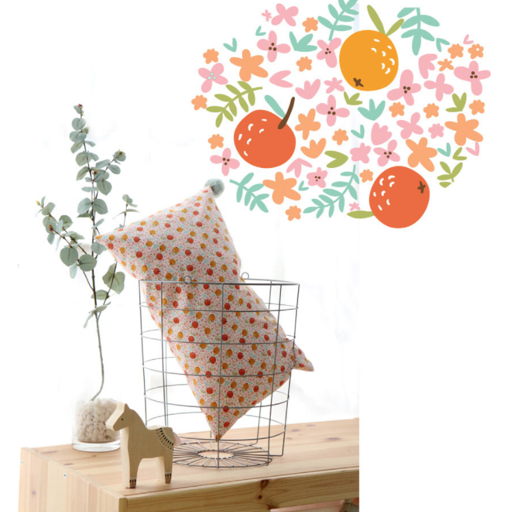 🌸現貨🌸韓國布 『橘子香氣』 20支棉 小橘子 桔子 夏季 棉布 碎花布 印花布 洋裝布料 韓國直送-細節圖4