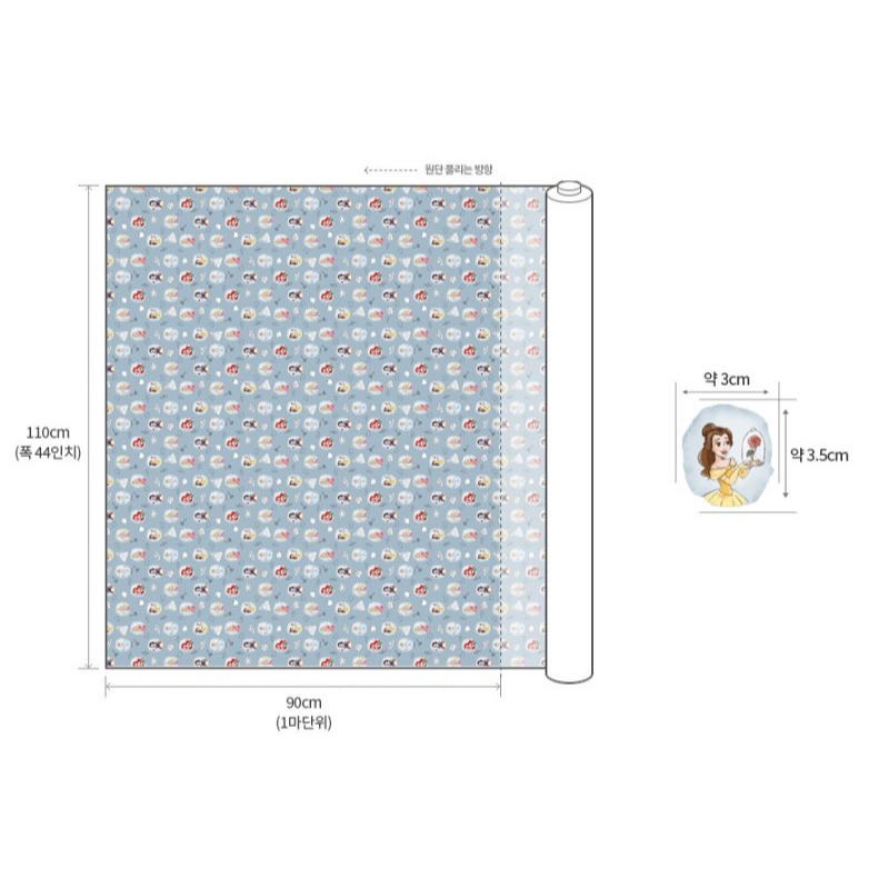 🌸現貨🌸韓國布 純棉布 版權布 迪士尼 冬季公主們 小美人魚 白雪公主 美女與野獸 長髮公主-細節圖4