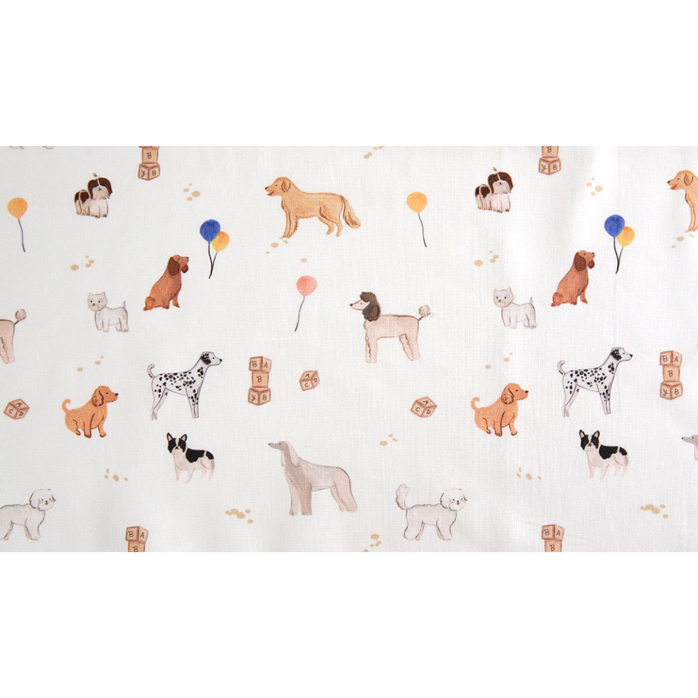 🌸現貨🌸韓國布 純棉布 20支棉 狗狗好朋友 Puppy 薄棉布 棉布 D妹韓布專賣店 動物 莫蘭蒂藍 圍兜 嬰兒-細節圖3