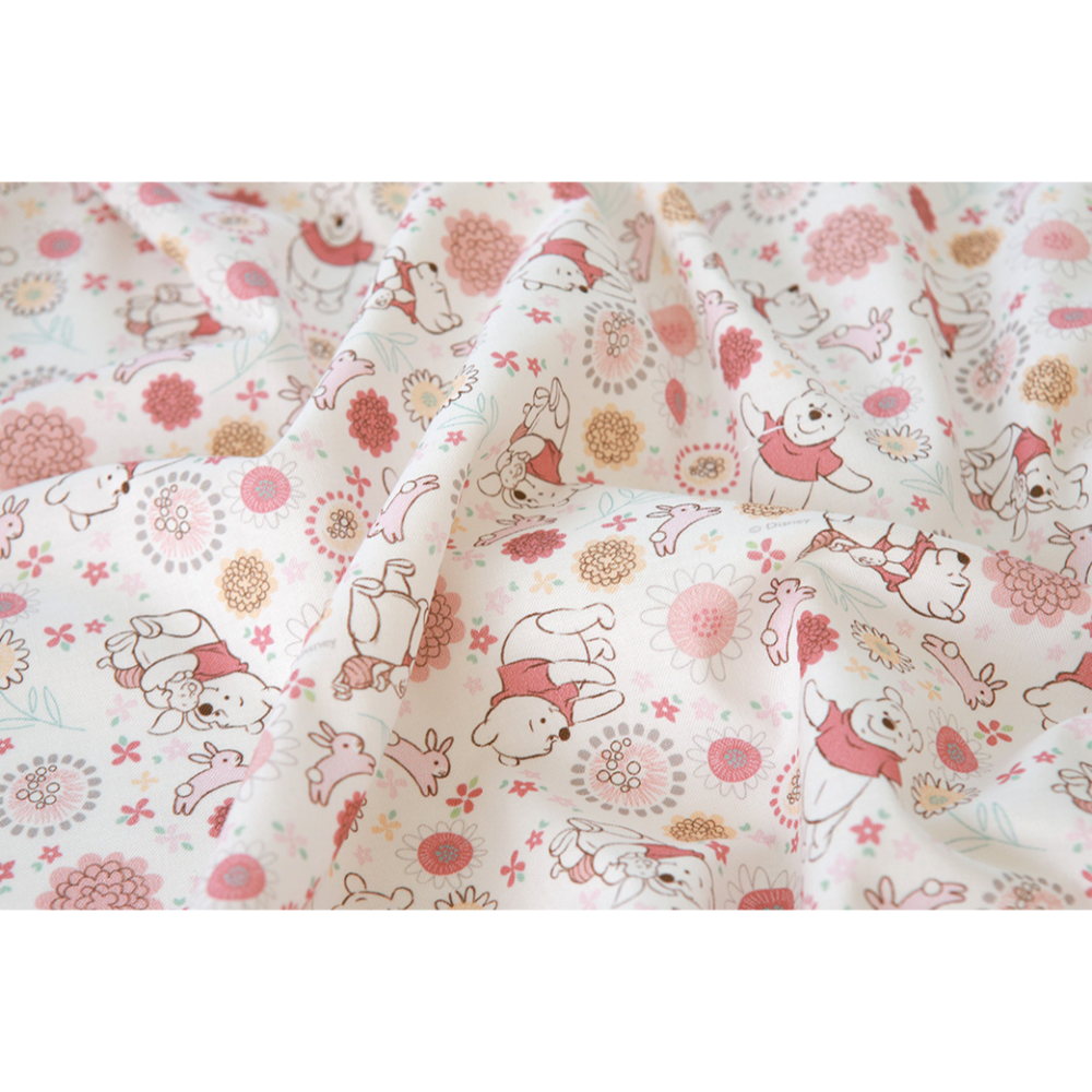 🌸現貨🌸韓國布 純棉布 版權布 迪士尼100周年系列 版權布 小熊維尼與小豬-兔子公園-細節圖2