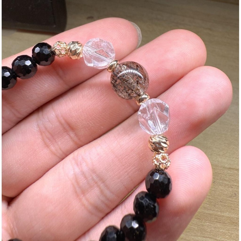 Tizy文創🔥黑金超七/黑碧璽水晶手鏈🌟-細節圖2