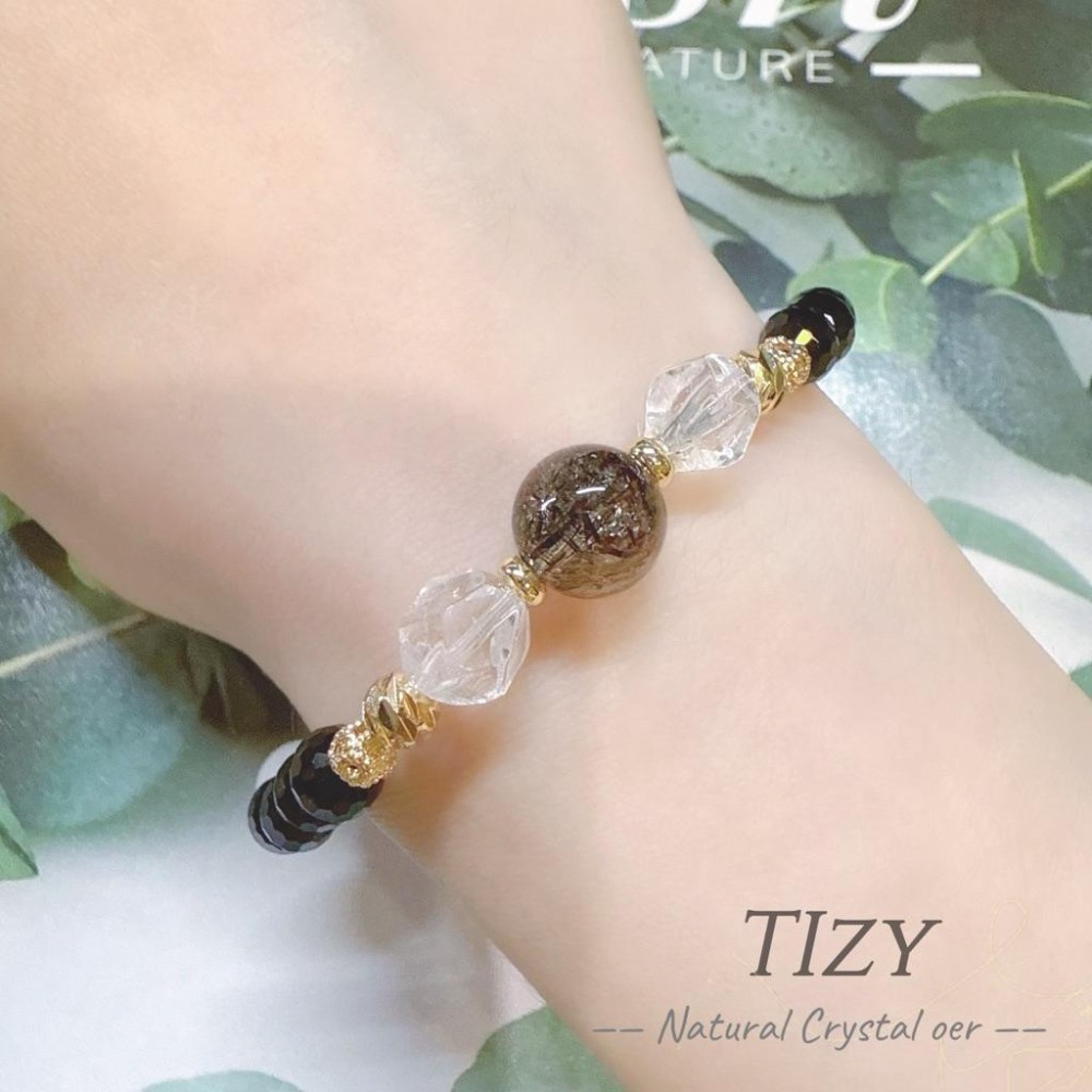 Tizy文創🔥黑金超七/黑碧璽水晶手鏈🌟-細節圖3
