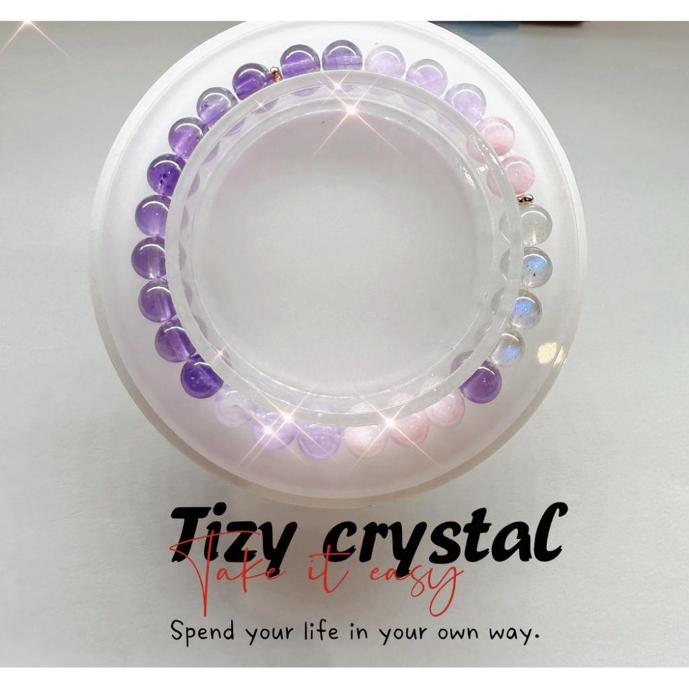 Tizy文創💜頂級烏拉圭紫水晶🔮灰月光手鏈❗️-細節圖2
